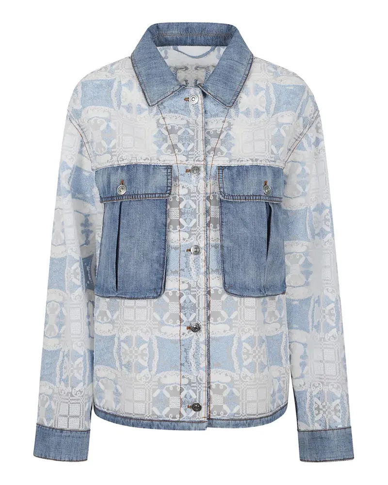Ermanno Scervino lace-panelled denim jacket - Weiß Weiß