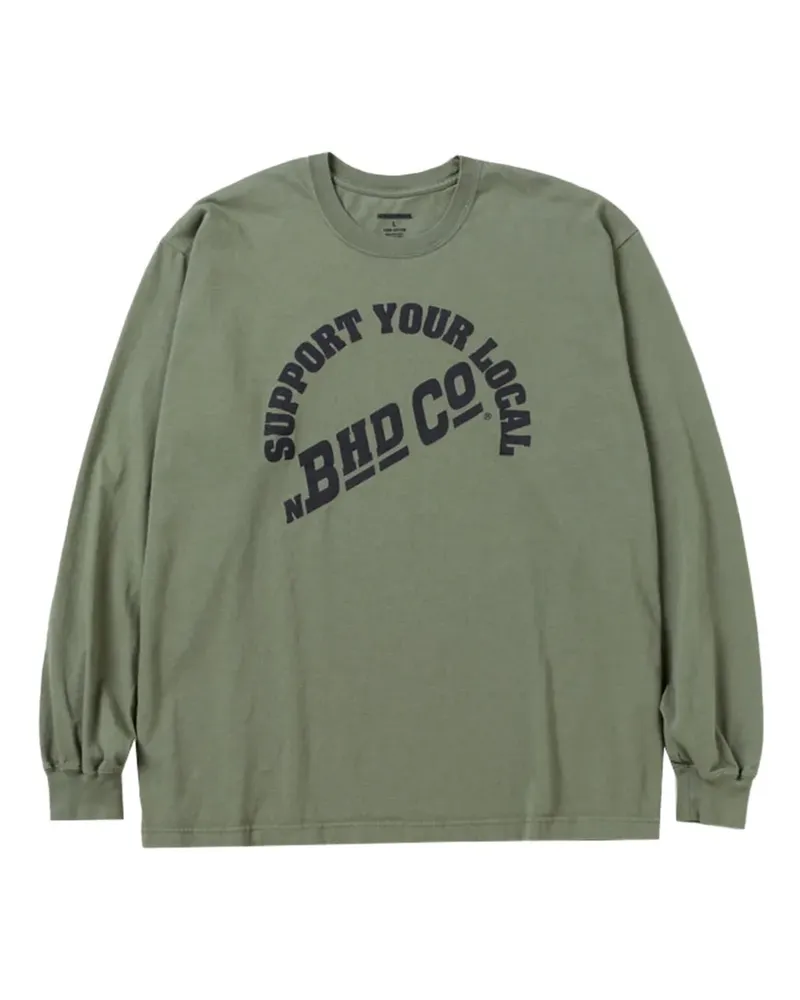 Neighborhood Langarmshirt mit Logo-Print - Grün Grün