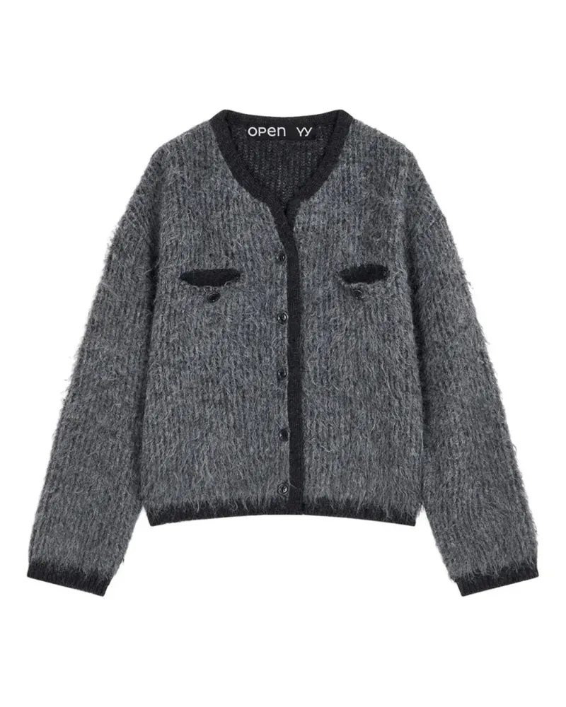 OPEN YY Shaggy Cardigan - Grau Grau