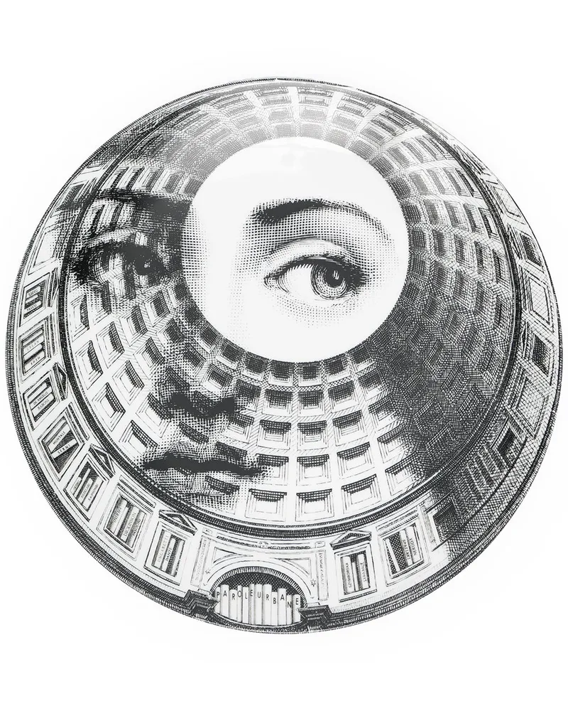 Fornasetti T&V Wandteller aus Keramik Schwarz