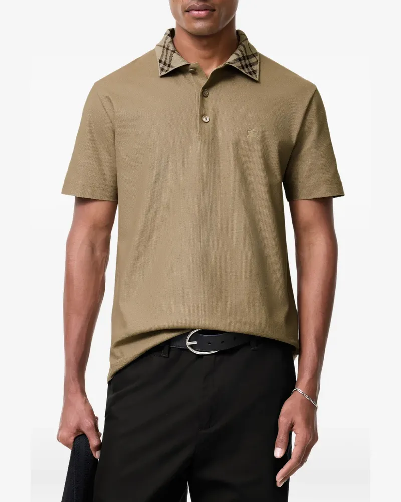 Burberry check collar cotton polo shirt - Nude Nude