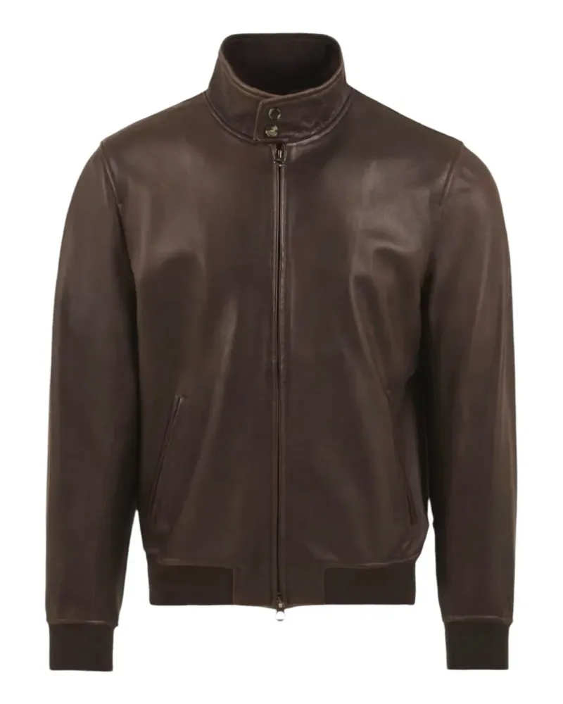 Stewart long-sleeved leather jacket - Braun Braun