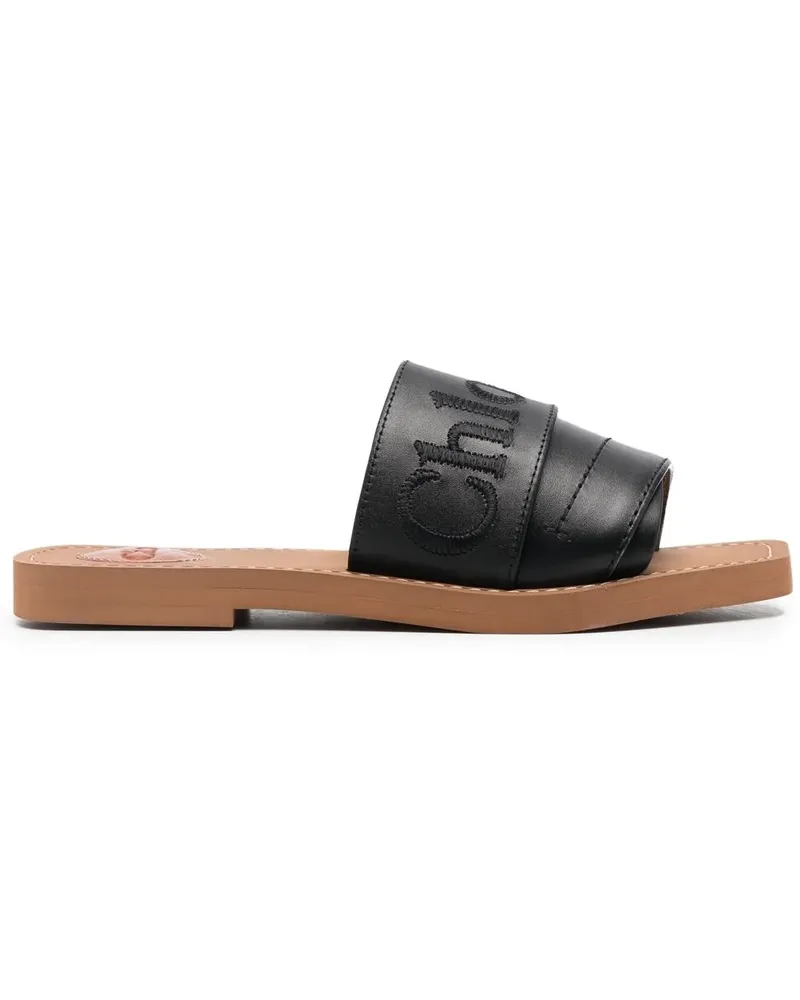 Chloé Sandalen mit Logo-Stickerei - Schwarz Schwarz