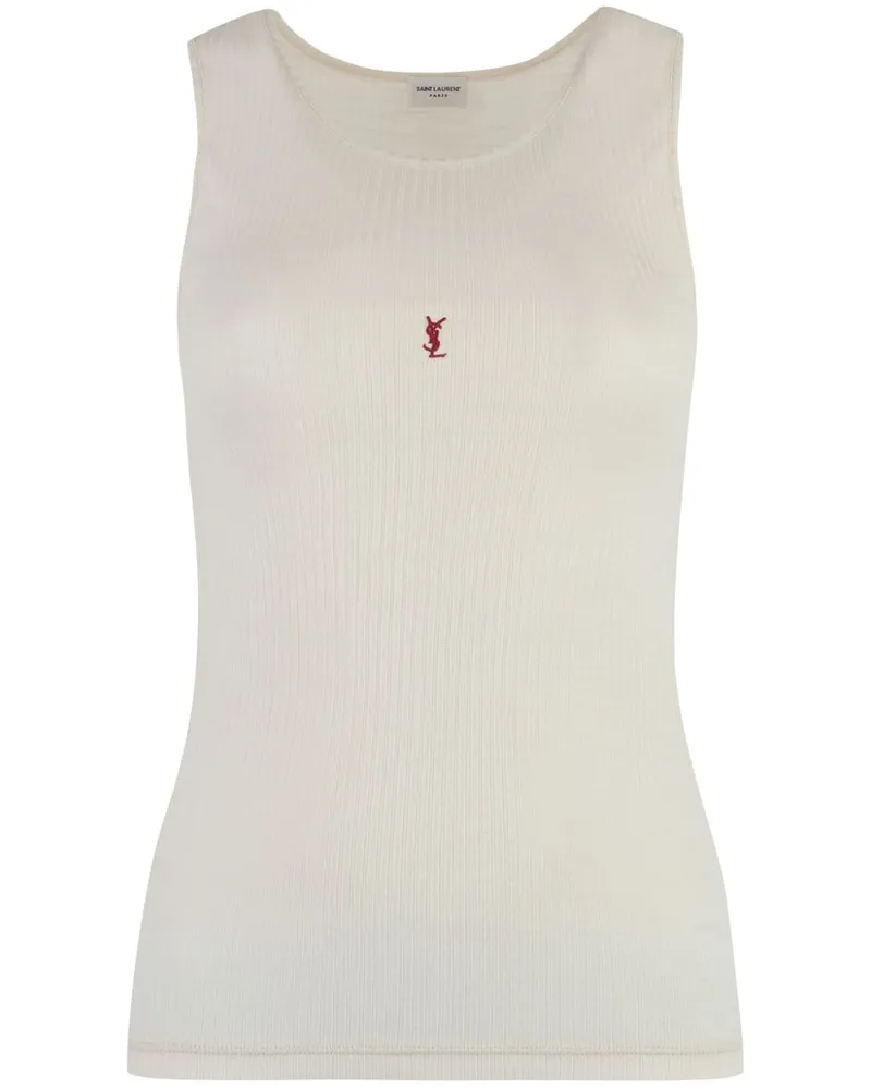 Saint Laurent Oberteil mit Logo-Stickerei - Nude Nude
