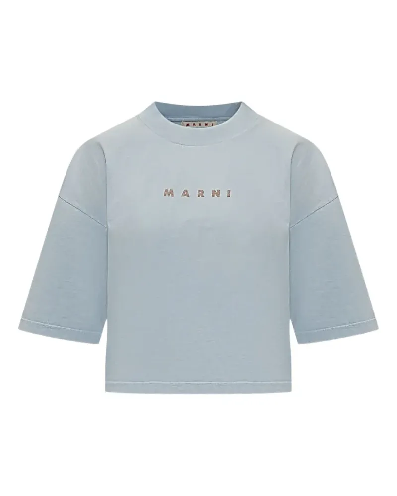Marni logo-embroidered T-shirt - Blau Blau