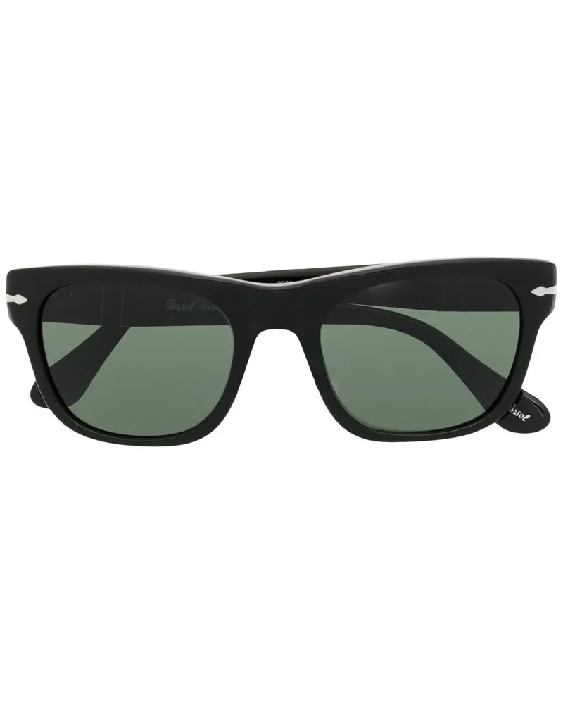 Persol Runde Brille mit Glanzoptik - Schwarz Schwarz