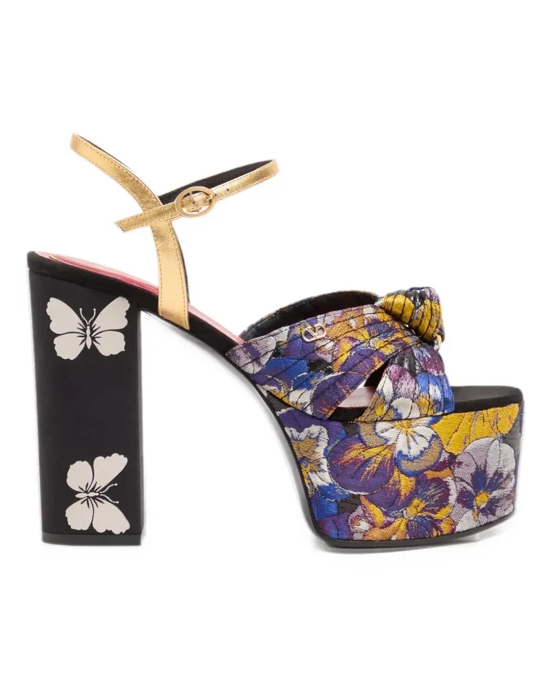 Valentino Garavani Crasher Plateau-Sandalen aus Après-l'Hiver-Jacquard 125mm - Violett Violett