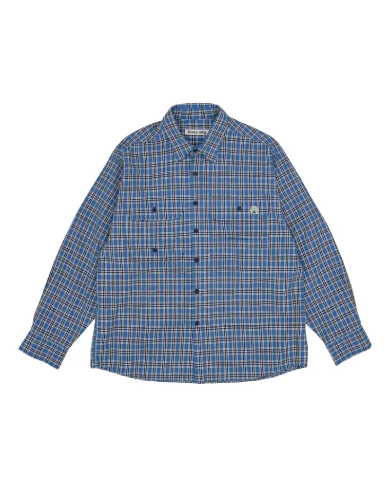 STORY mfg. Kariertes Harvest Hemd - Blau Blau
