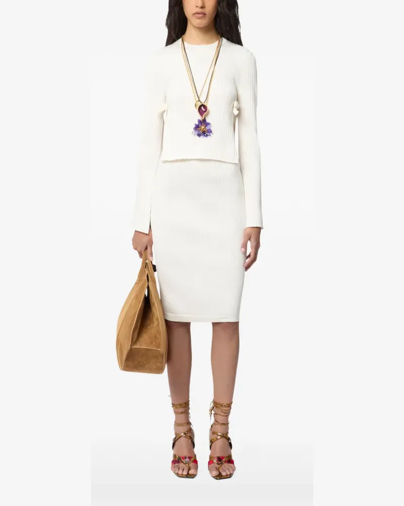 Nina Ricci Gerippter Bleistiftrock - Weiß Weiß