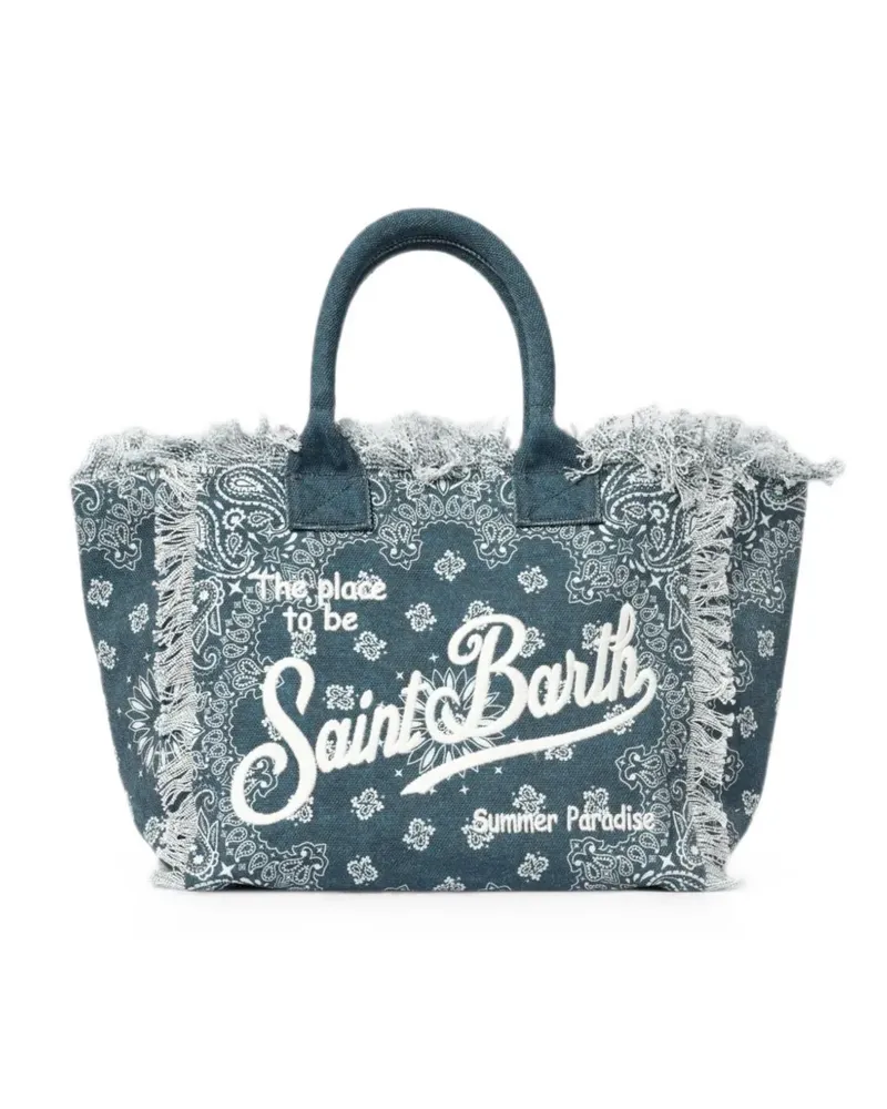 MC2 Saint Barth Vanity bandana-print frayed-edge shoulder bag - Blau Blau