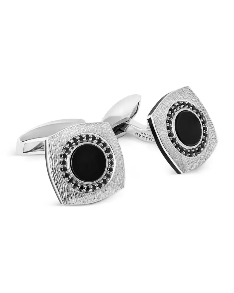 Tateossian Manschettenknöpfe mit schwarzem Onyx - Silber Silber