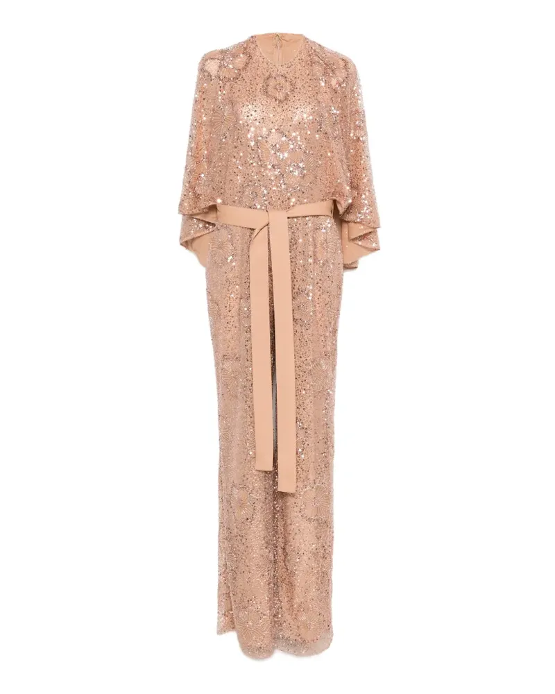 Elie Saab sequin belted jumpsuit - Nude Nude