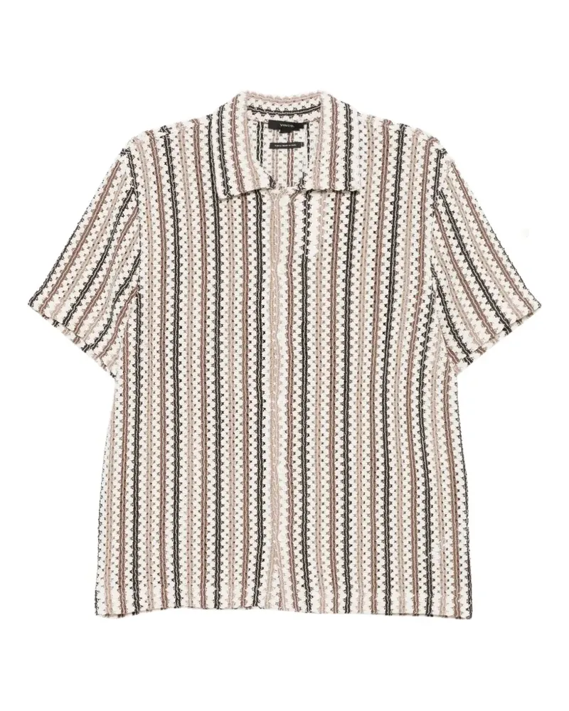 Vince Gestreiftes Hemd mit kurzen Ärmeln - Nude Nude