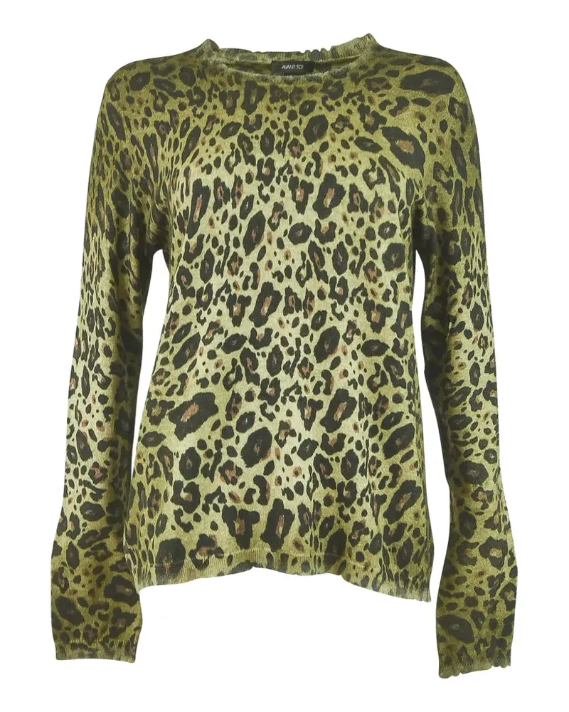 Avant Toi Pullover mit Leopardenprint - Grün Grün