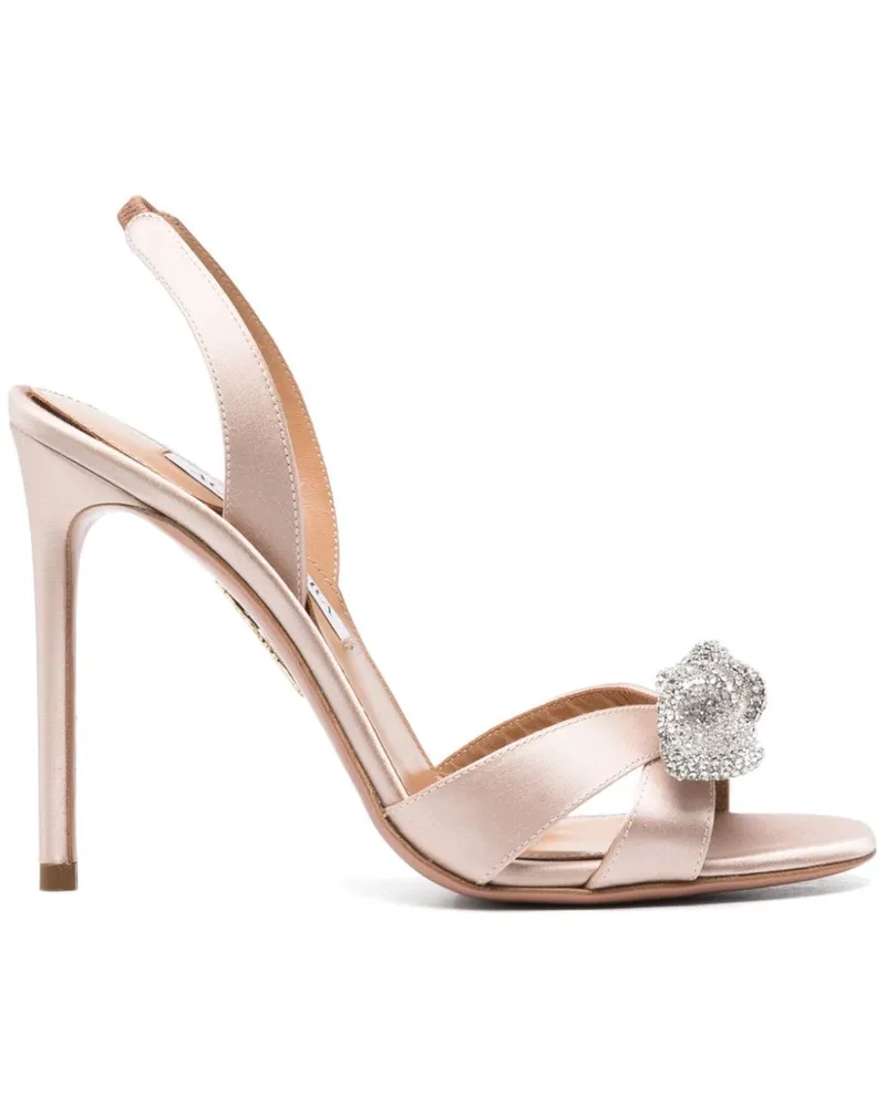 Aquazzura Very Bow Tie Sandalen mit Kristallen 105mm - Nude Nude