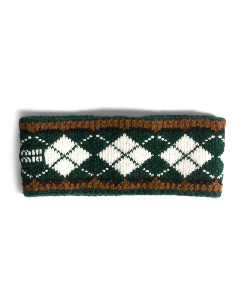 Miu Miu Argyle-Haarreif mit Logo-Stickerei - Grün Grün