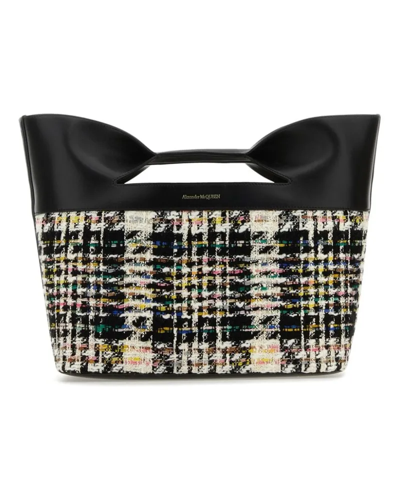 Alexander McQueen Kleiner The Bow Tweed-Shopper - Schwarz Schwarz