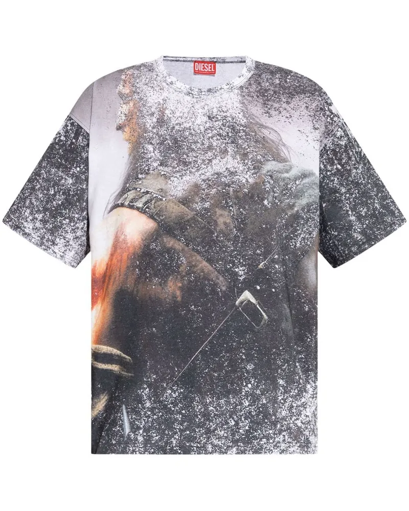 Diesel T-Shirt mit grafischem Print Weiß