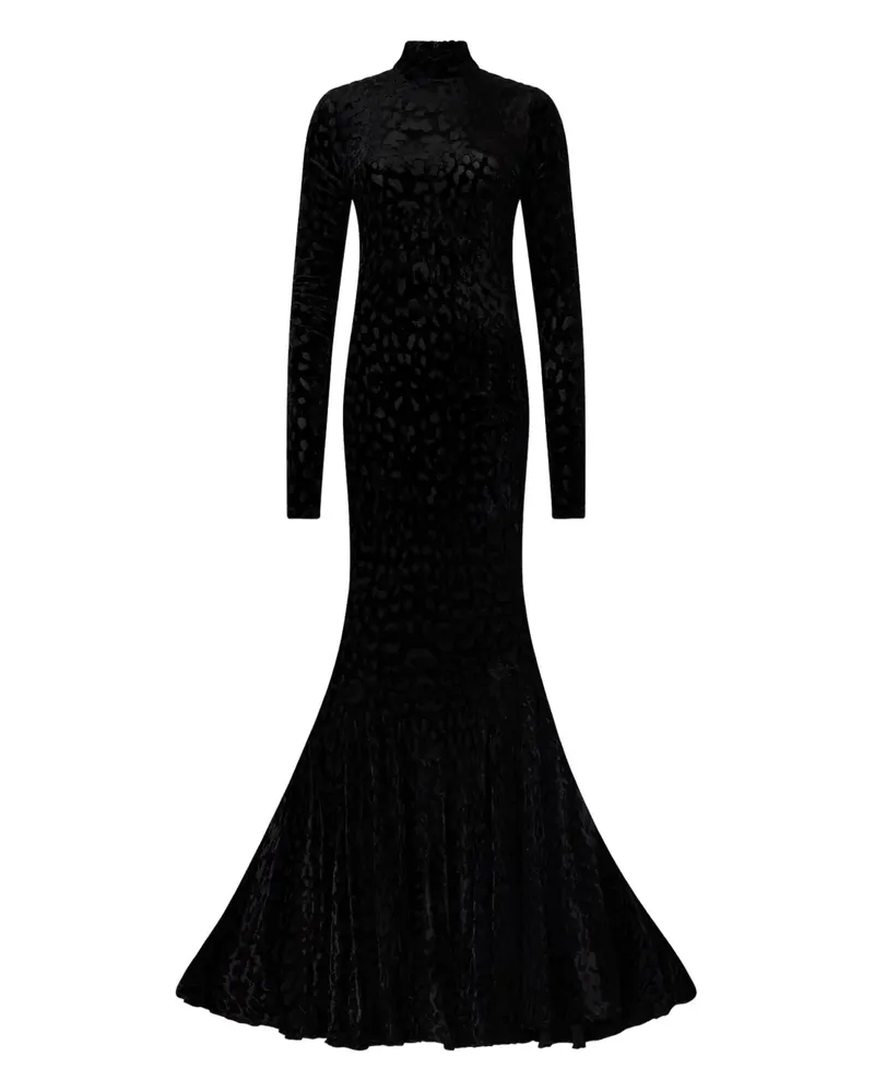 Roberto Cavalli Ausgestelltes Maxikleid mit Stehkragen - Schwarz Schwarz
