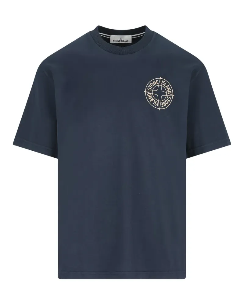 Stone Island cotton logo T-shirt - Blau Blau
