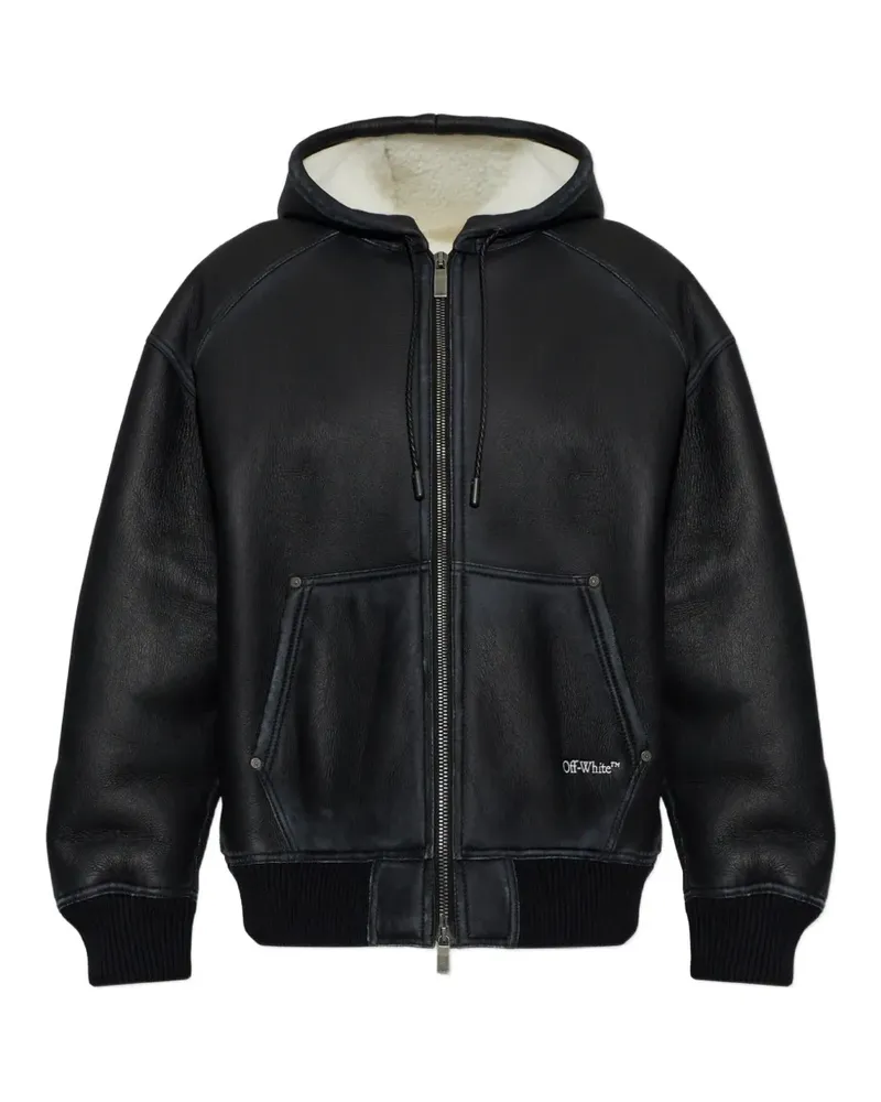 OFF-WHITE Kapuzenjacke mit Shearling-Futter - Schwarz Schwarz