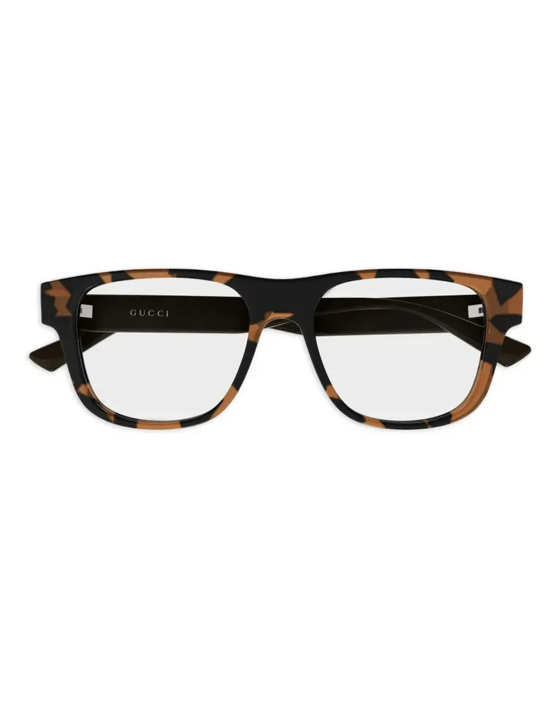 Gucci tortoiseshell-effect rectangle-frame glasses - Schwarz Schwarz