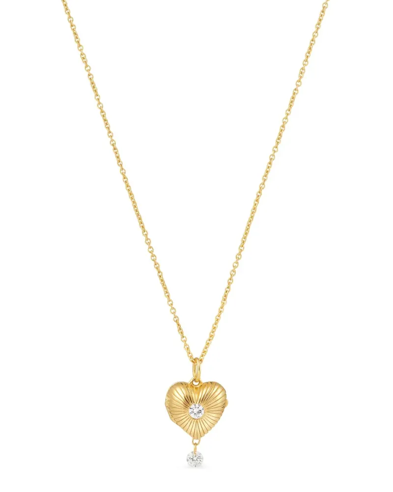 PERSEE 9kt Gelbgoldhalskette mit Diamant-Herzanhänger Gold