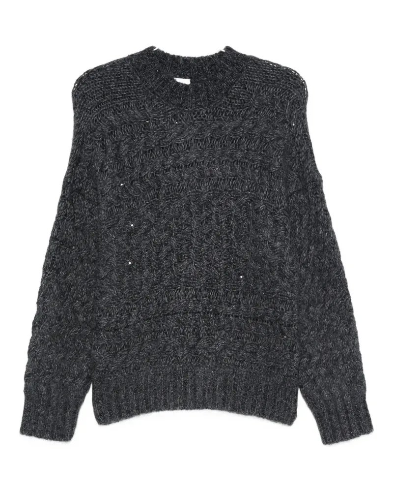 Eleventy cable-knit sequin-embellished sweater - Grau Grau