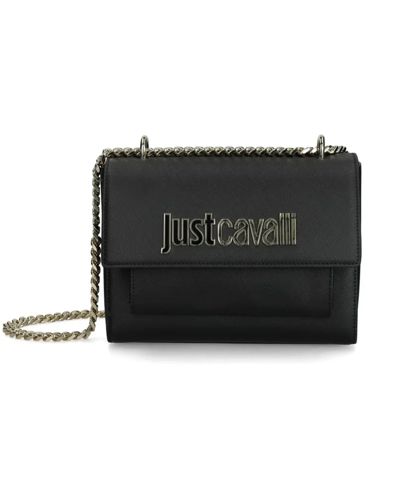 Just Cavalli Schultertasche mit Logo-Schild Schwarz