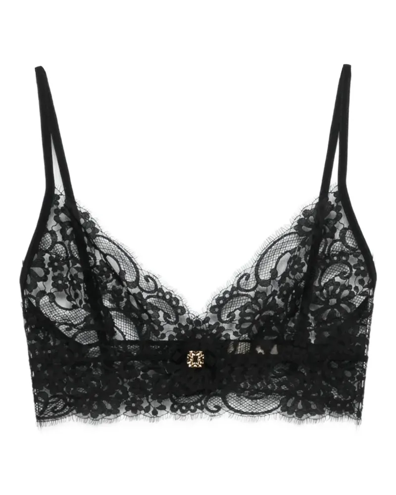 Elie Saab lace appliqué top - Schwarz Schwarz