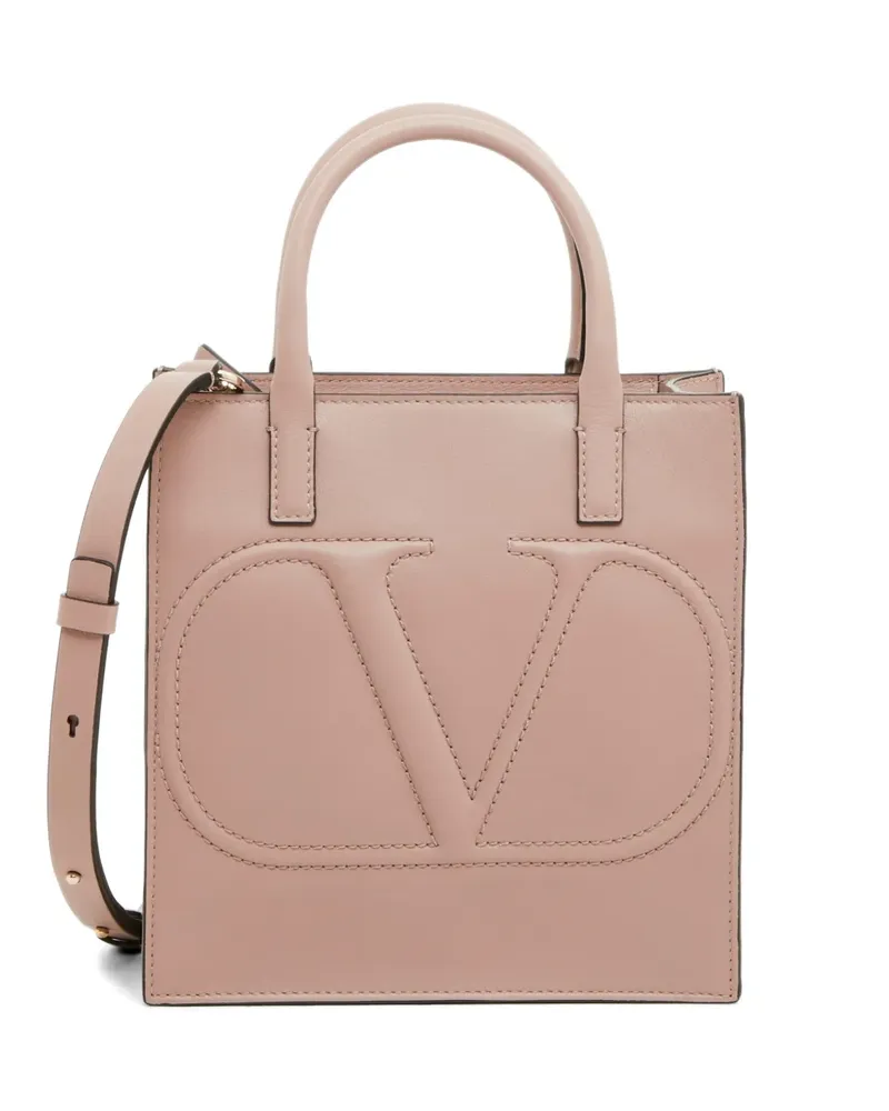 Valentino Garavani VLogo Walk small calfskin shopping bag - Rosa Rosa