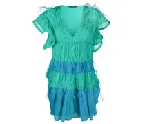 Kurzes Kleid mit Federn - Grün