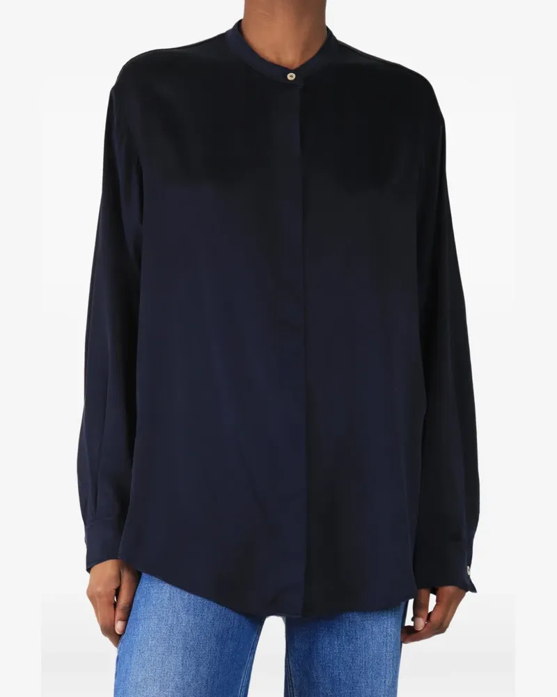 forte_forte band-collar shirt - Blau Blau