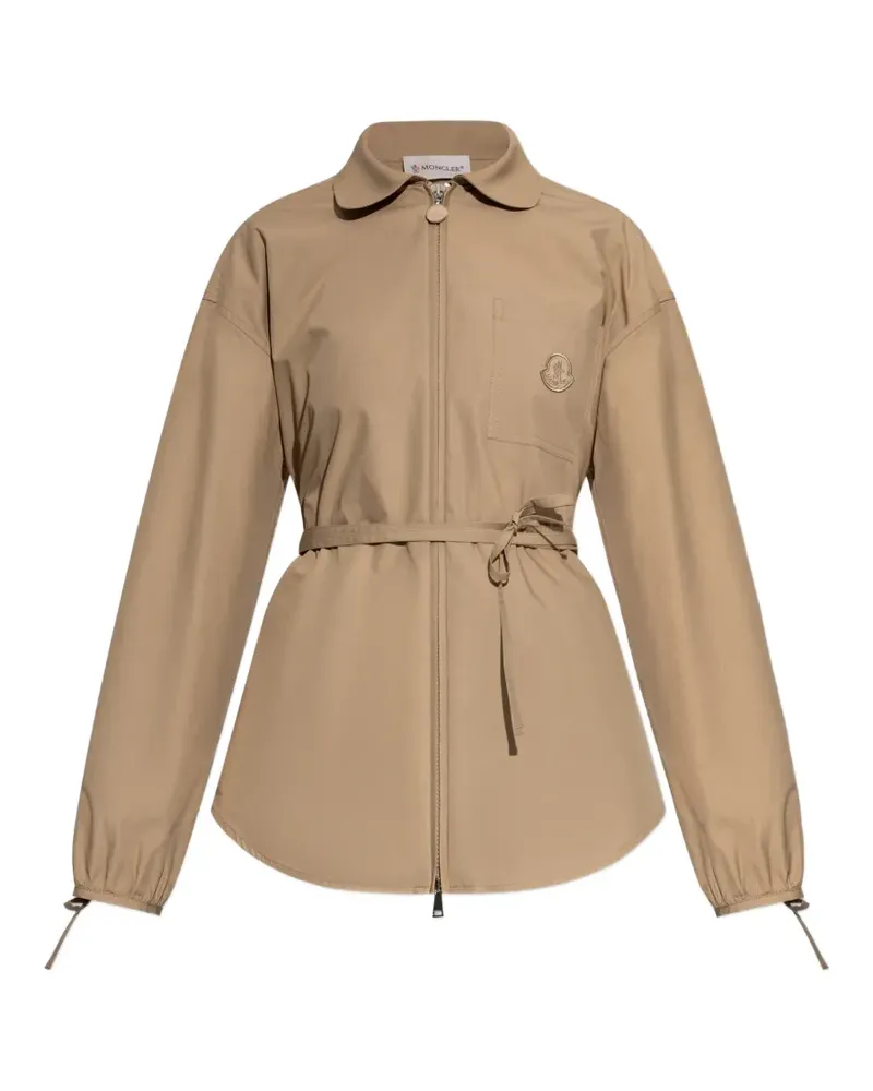 Moncler tie waist logo jacket - Nude Nude