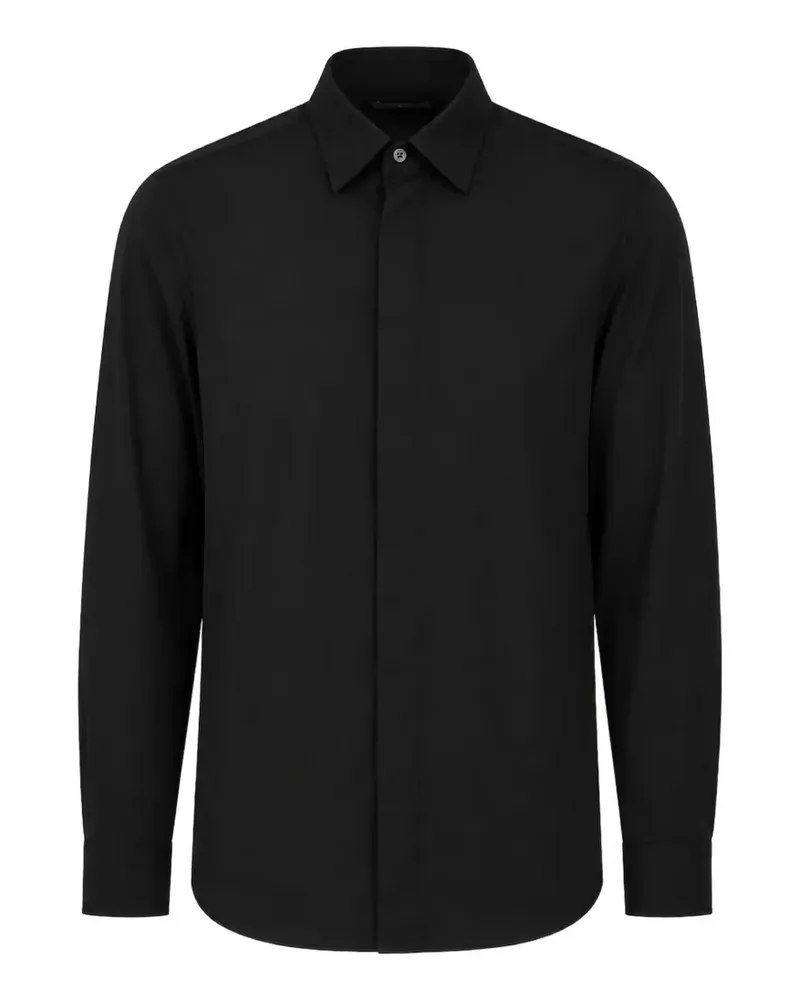 LARDINI Hemd mit verdeckter Knopfleiste - Schwarz Schwarz