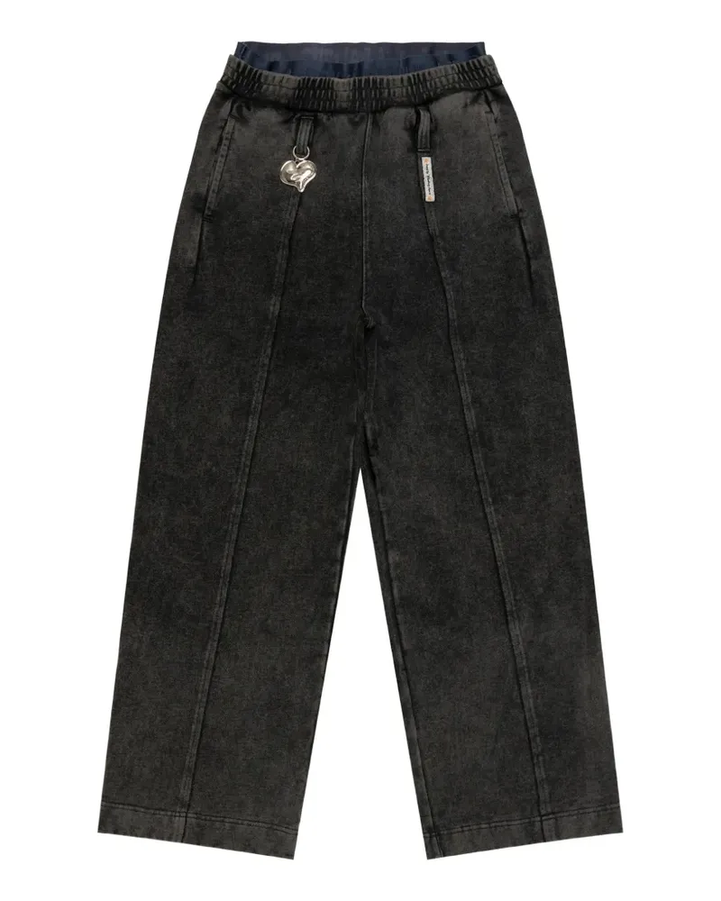 BAPE Acid-Wash-Jogginghose mit Herzanhänger - Schwarz Schwarz