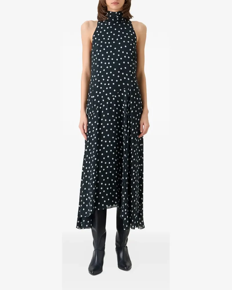 Akris Kleid mit Polka Dots und Stehkragen - Schwarz Schwarz