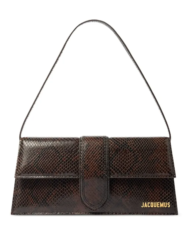 Jacquemus Le Chouchou Schultertasche mit Klappe aus Schlangenleder - Braun Braun