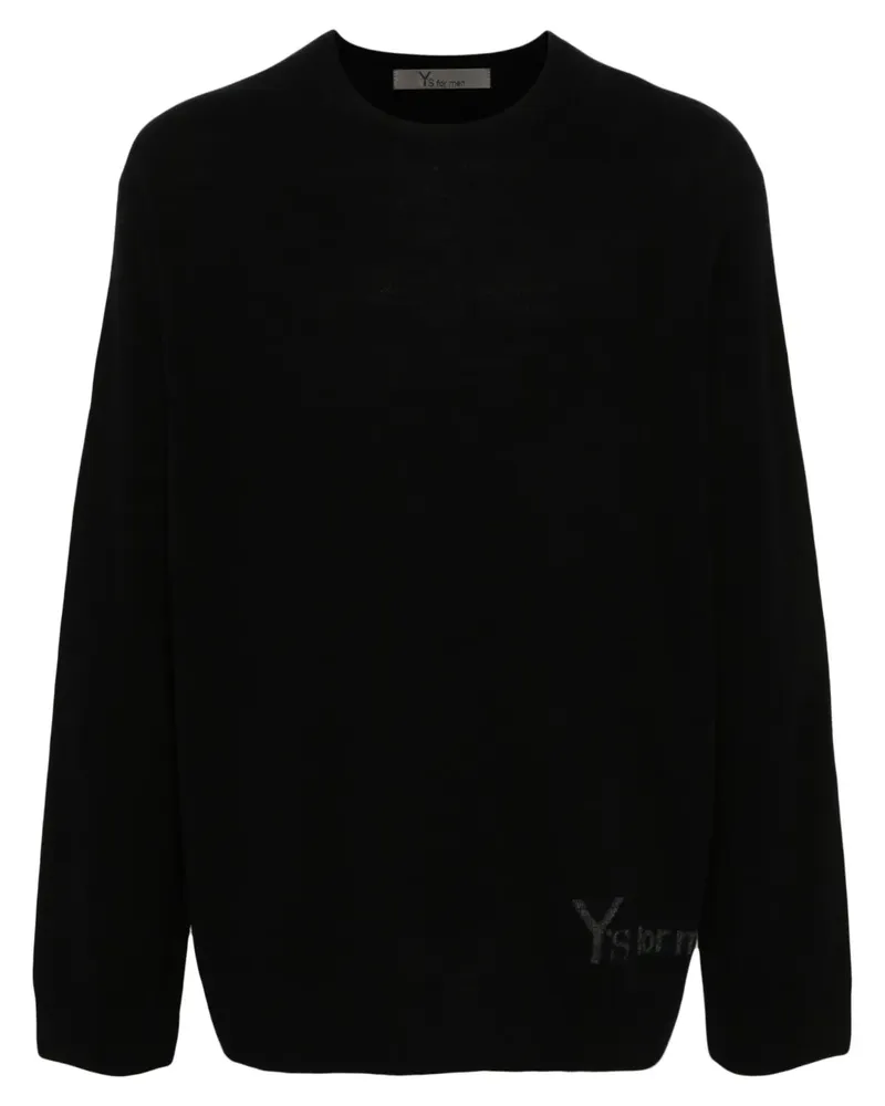 Yohji Yamamoto Pullover mit Intarsien-Logo - Schwarz Schwarz