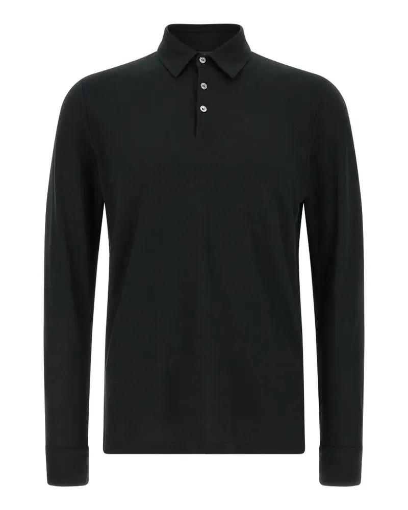 Zanone cuffed-sleeves polo shirt - Schwarz Schwarz