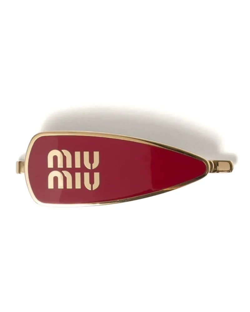 Miu Miu Haarspange mit Logo - Rot Rot