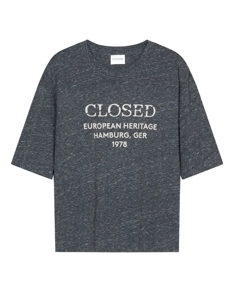 Closed T-Shirt mit Logo-Print - Grau Grau
