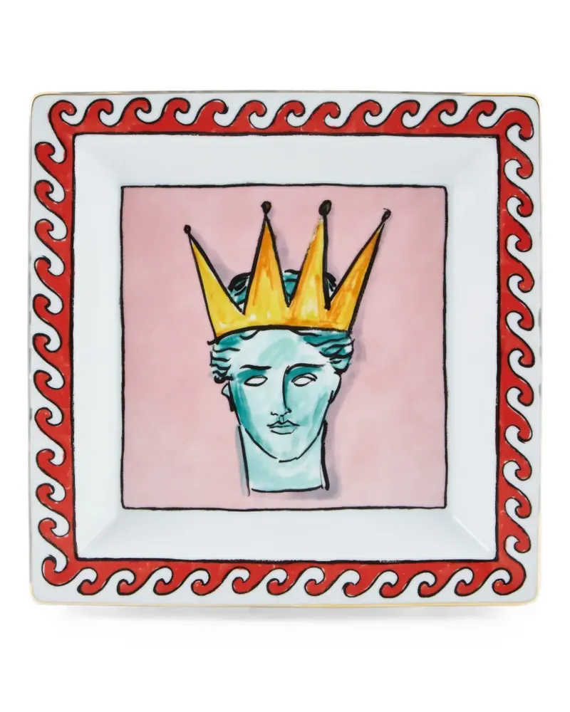Ginori 1735 x Luke Edward Hall Il Viaggio Di Nettuno Tablett (24,5cm x 24,5cm) - Weiß Weiß