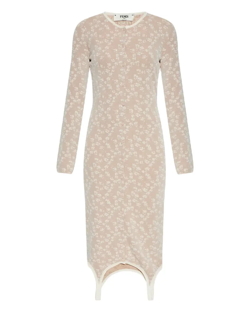 Fendi Kleid mit Blumen-Motiv - Braun Braun