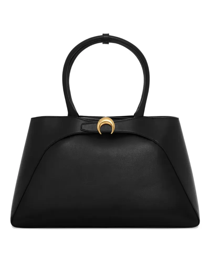 Marine Serre Große Aurora Tote Bag aus Glattleder - Schwarz Schwarz