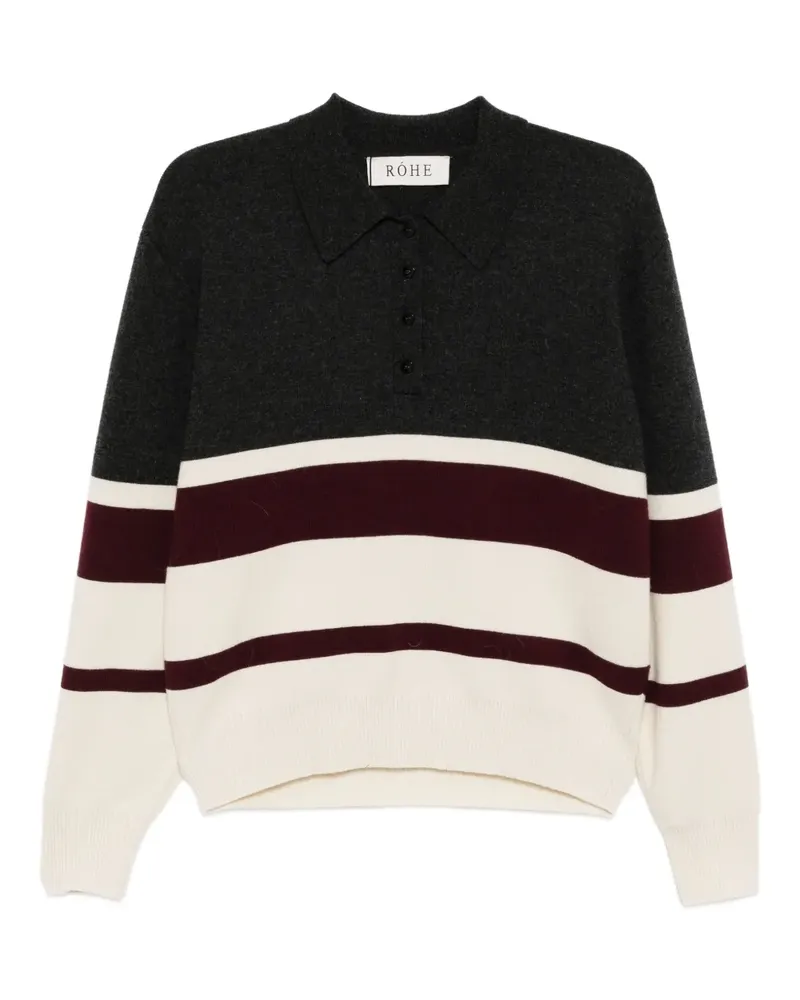 Róhe Gestreiftes Poloshirt - Grau Grau