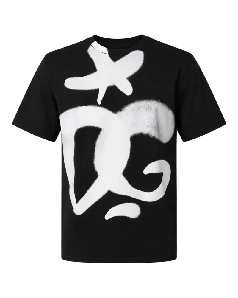 Dolce & Gabbana T-Shirt mit Graffiti-Logo-Print - Schwarz Schwarz