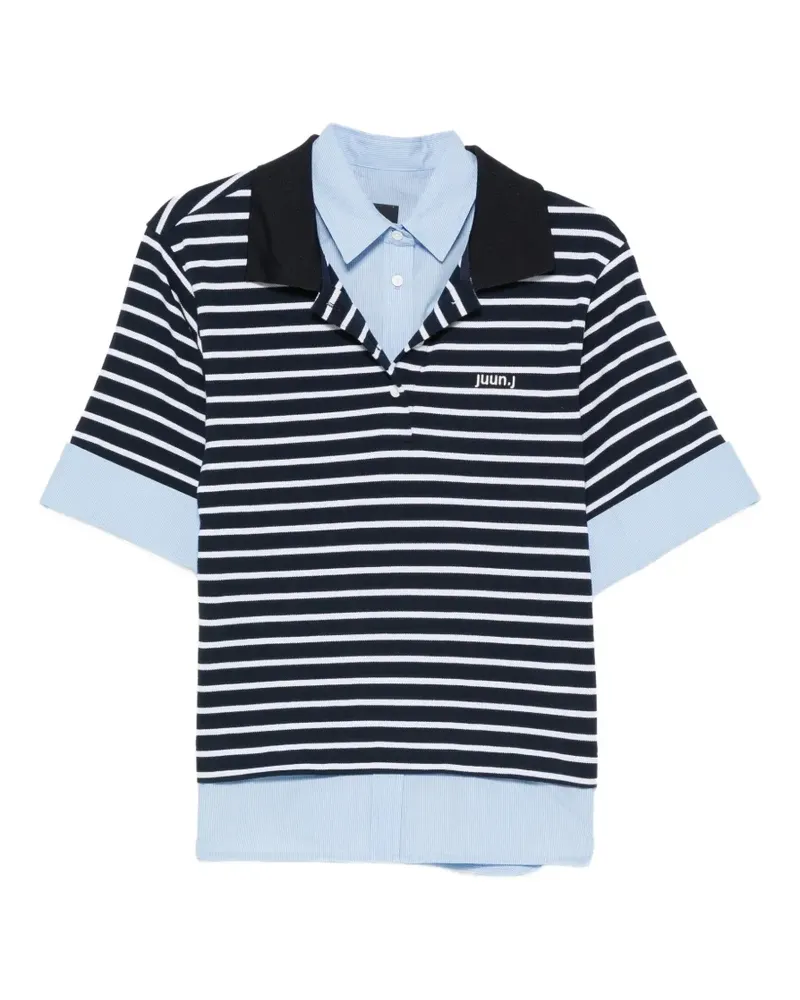 JUUN.J striped layered-effect polo shirt - Blau Blau