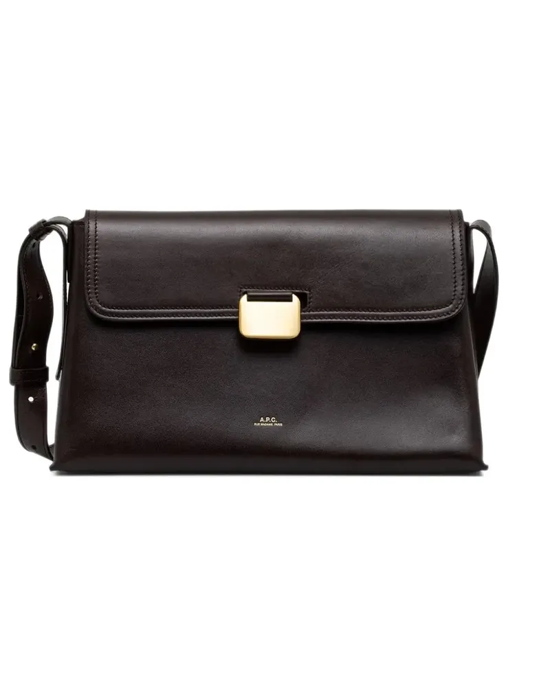 A.P.C. logo-print leather cross body bag - Braun Braun