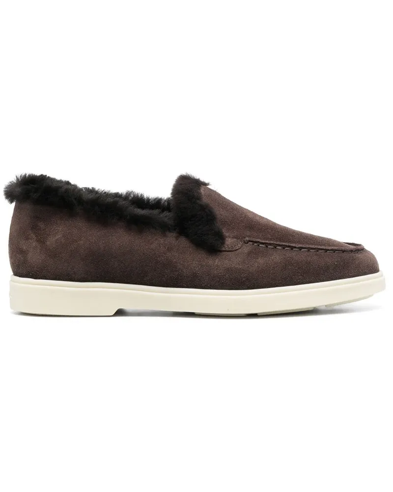 Santoni Loafer mit Ziernähten - Braun Braun